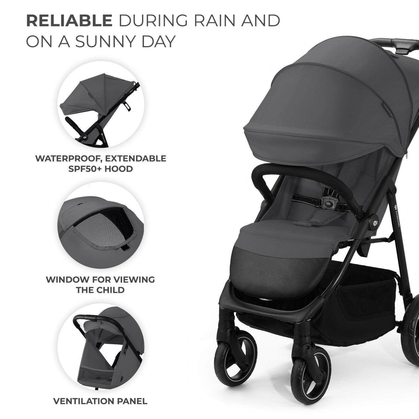 Carucior sport Kinderkraft trig3 granite grey - Publisol.ro