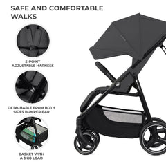 Carucior sport Kinderkraft trig3 granite grey - Publisol.ro