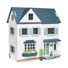 Casa de papusi, din lemn premium Dovetail House - cu 6 camere si cu pardoseala decorativa (fara alte componente sau accesorii) - Tender Leaf Toys - Publisol.ro