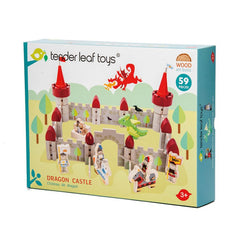 Castelul Dragonului, din lemn premium - Dragon Castle - 59 piese - Tender Leaf Toys - Publisol.ro