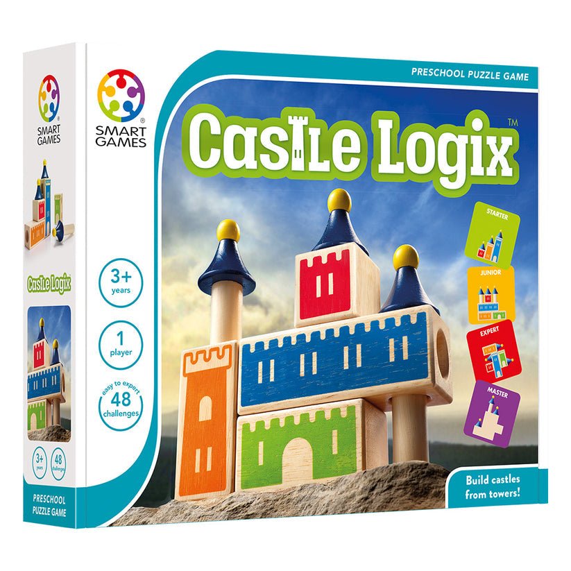 Castle Logix, joc de logica cu 48 de provocari, 3+ ani, editie internationala, Smart Games - Publisol.ro
