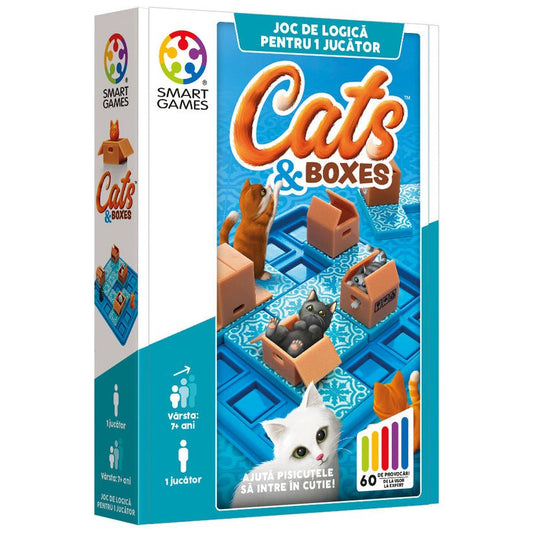 Cats and Boxes, , joc de logica cu 60 de provocari, 7+ ani, editie lb. Romana, Smart Games - Publisol.ro