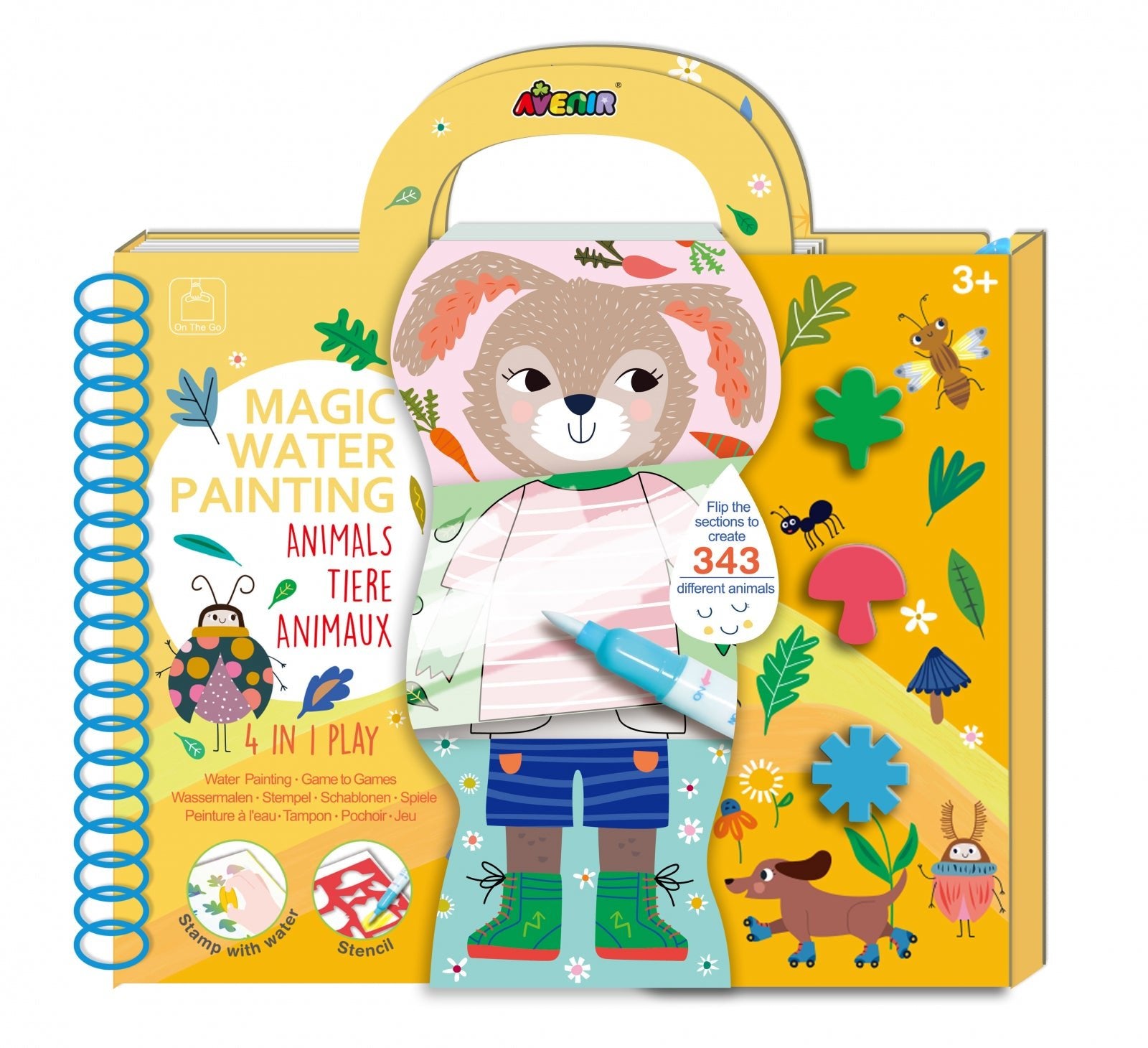 Cea mai mare Carte de pictat cu apa, sabloane, stampile si jocuri, portabila - Animale - Avenir - Publisol.ro