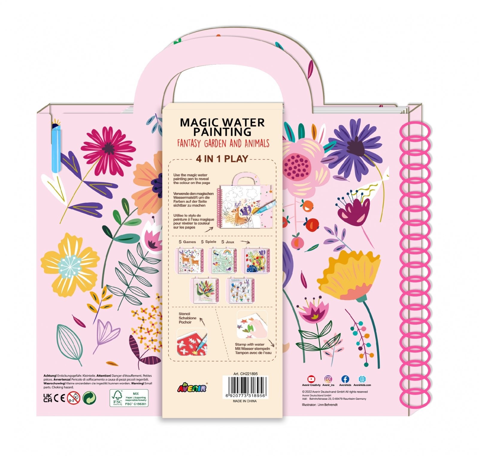 Cea mai mare Carte de pictat cu apa, sabloane, stampile si jocuri, portabila - Gradina fantastica si animale - Avenir - Publisol.ro