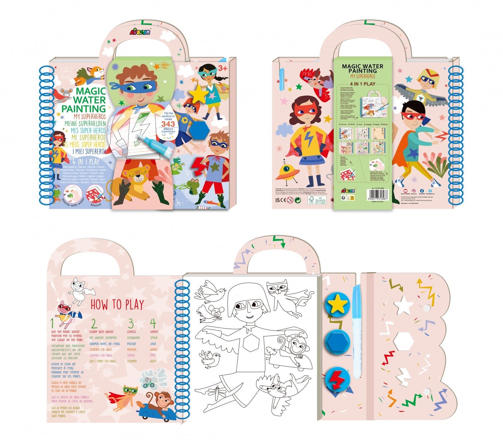 Cea mai mare Carte de pictat cu apa, sabloane, stampile si jocuri, portabila - Supereroi - Avenir - Publisol.ro