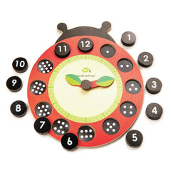 Ceas educativ Buburuza, din lemn premium - Ladybug Teaching Clock - Tender Leaf Toys - Publisol.ro