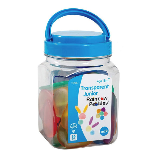 Clear Rainbow Pebbles, set 36 de pietricele translucide, Edx Education - Publisol.ro