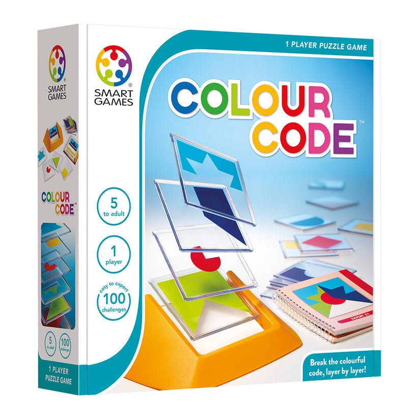 Colour Code, joc de logica cu 100 de provocari, 5+ ani, editie internationala, Smart Games - Publisol.ro