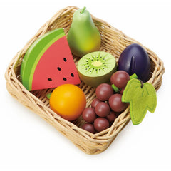 Cos cu fructe, din lemn premium - Fruity Basket - 6 piese - Tender Leaf Toys - Publisol.ro