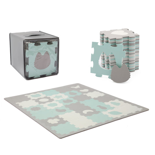 Covoras de joaca Kinderkraft luno shapes, puzzle 3d, spuma, mint - Publisol.ro