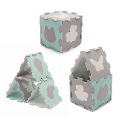 Covoras de joaca Kinderkraft luno shapes, puzzle 3d, spuma, mint - Publisol.ro