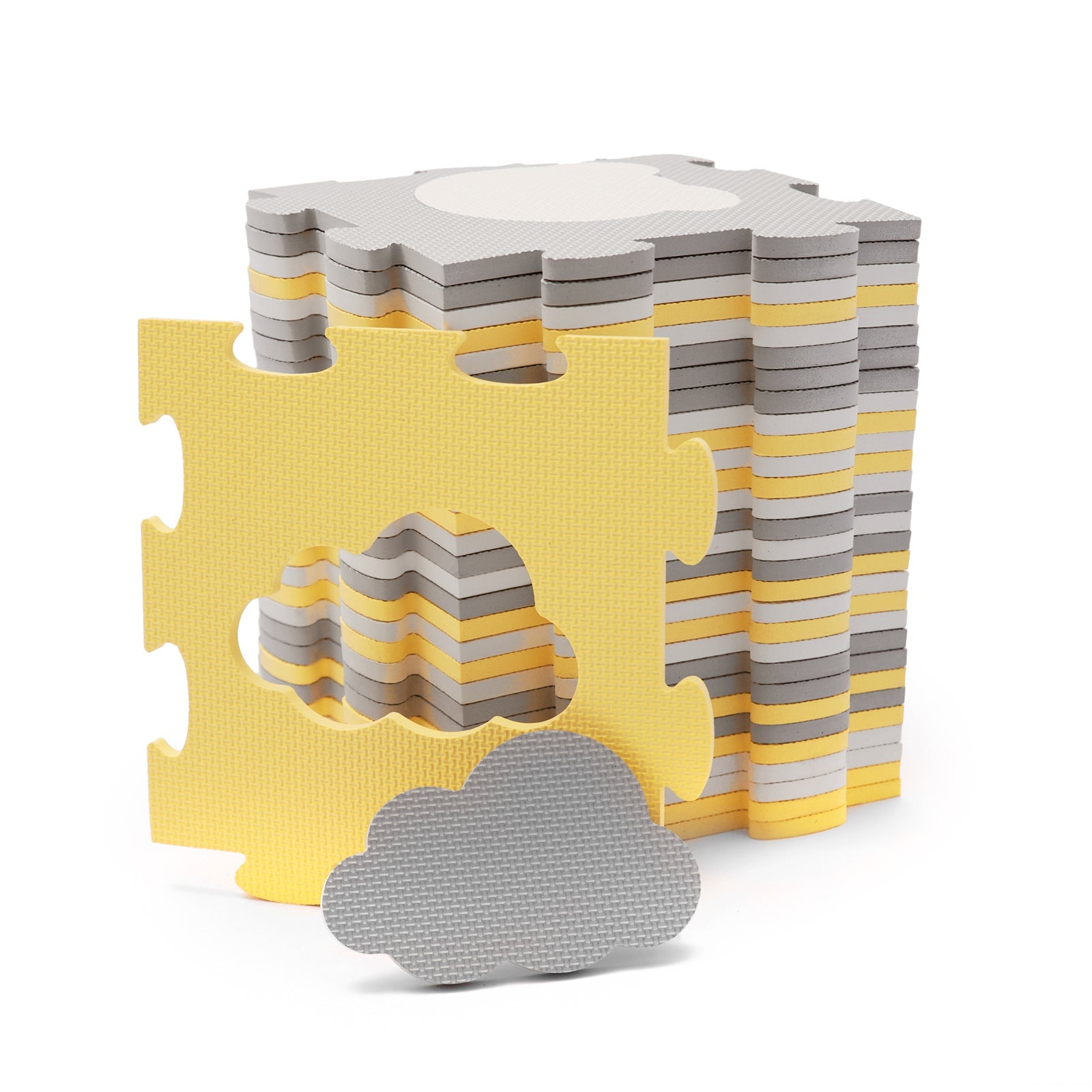 Covoras de joaca Kinderkraft luno shapes, puzzle 3d, spuma, yellow - Publisol.ro