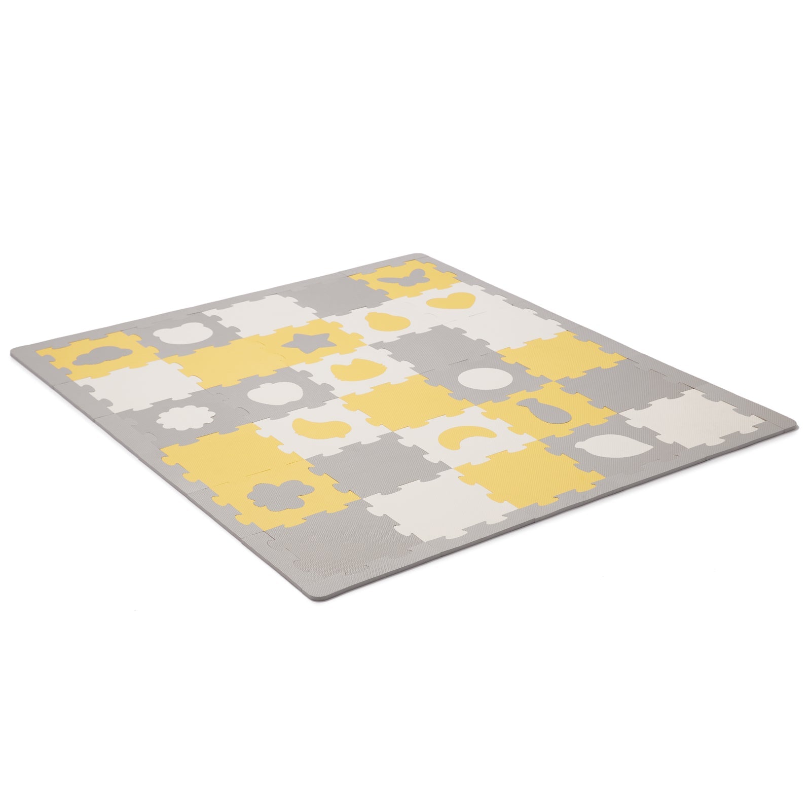 Covoras de joaca Kinderkraft luno shapes, puzzle 3d, spuma, yellow - Publisol.ro