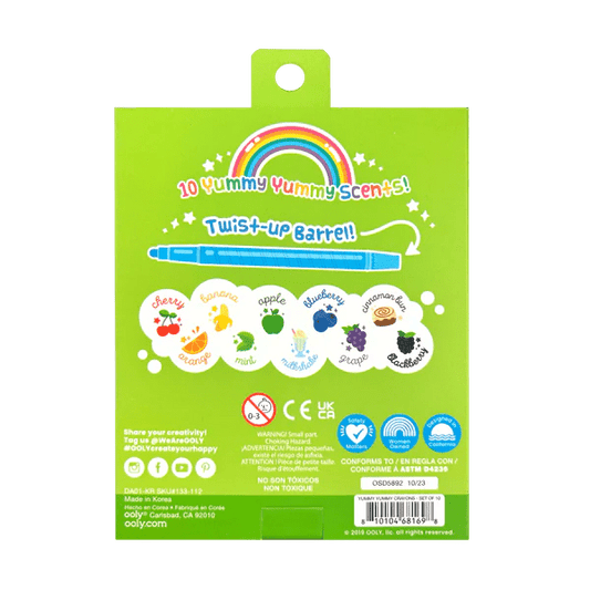 Creioane colorate parfumate rasucibile - Yummy Yummy, set de 10 - Ooly - Publisol.ro
