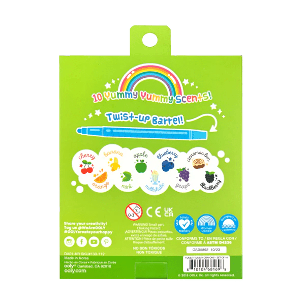 Creioane colorate parfumate rasucibile - Yummy Yummy, set de 10 - Ooly - Publisol.ro