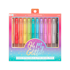 Pixuri retractabile cu gel si sclipici, Oh My Glitter!, set 12 culori - Ooly