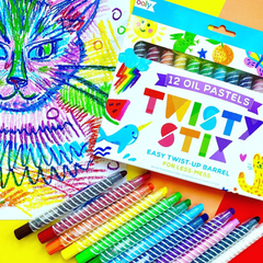 Creioane pictura cu ulei, Twisty Stix, set 12 culori - Ooly - Publisol.ro