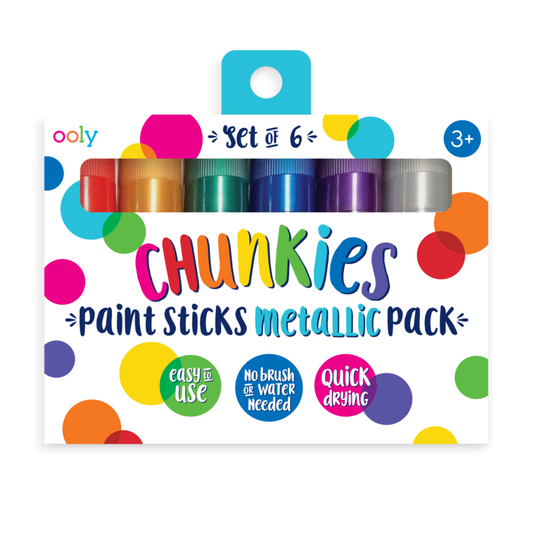 Creioane tempera solida Chunkies culori metalice, 6 bucati - Ooly