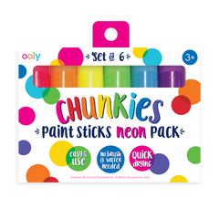 Creioane tempera solida Chunkies culori neon, 6 bucati - Ooly