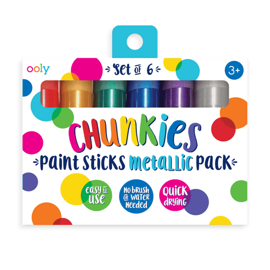 Creioane tempera solida Chunkies culori metalice, 6 bucati - Ooly - Publisol.ro