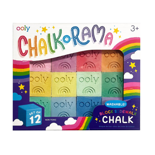 Creta lavabila Chalk-O-Rama, set de 12 cuburi, perfecta pentru desen pe asfalt - Ooly