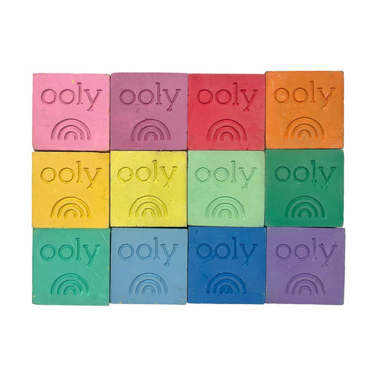 Creta lavabila Chalk-O-Rama, set de 12 cuburi, perfecta pentru desen pe asfalt - Ooly