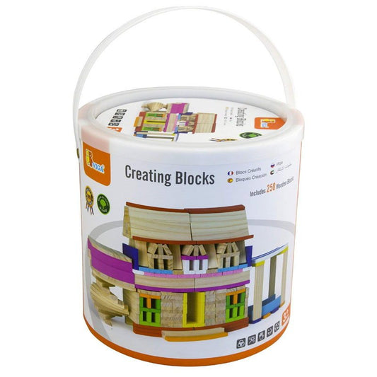 Cuburi creative din lemn 250 buc, Viga Toys - Publisol.ro