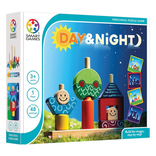 Day & Night, joc de logica cu 48 de provocari, 2+ ani, editie internationala, Smart Games - Publisol.ro