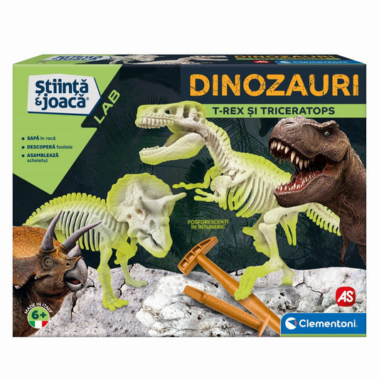 Descopera dinozaurul t-rex & triceraptor fluo stiinta si joaca, AS - Publisol.ro