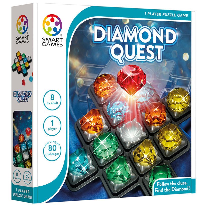 Diamond Quest, joc de logica cu 80 de provocari, 8+ ani, editie internationala, Smart Games - Publisol.ro