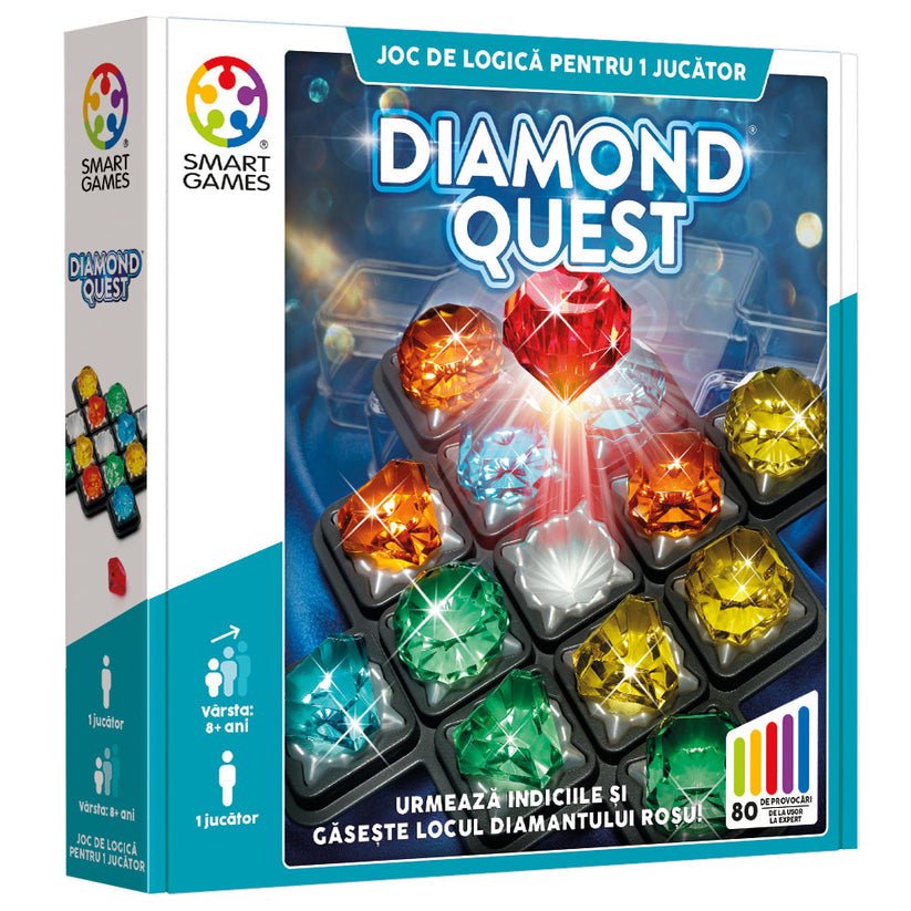Diamond Quest, joc de logica cu 80 de provocari, 8+ ani, editie lb. Romana, Smart Games - Publisol.ro