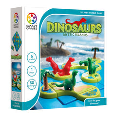 Dinosaurs Mystic Islands, joc de logica cu 80 de provocari, 6+ ani, editie internationala, Smart Games - Publisol.ro