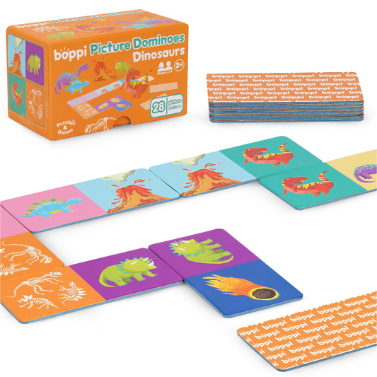 Domino cu Imagini Boppi, 28 piese, Dinozauri - boppi