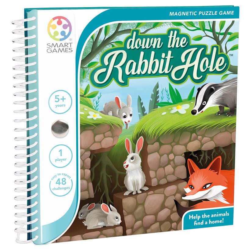 Down the Rabbit Hole, joc de logica cu 48 de provocari, 5+ ani, editie internationala, Smart Games - Publisol.ro