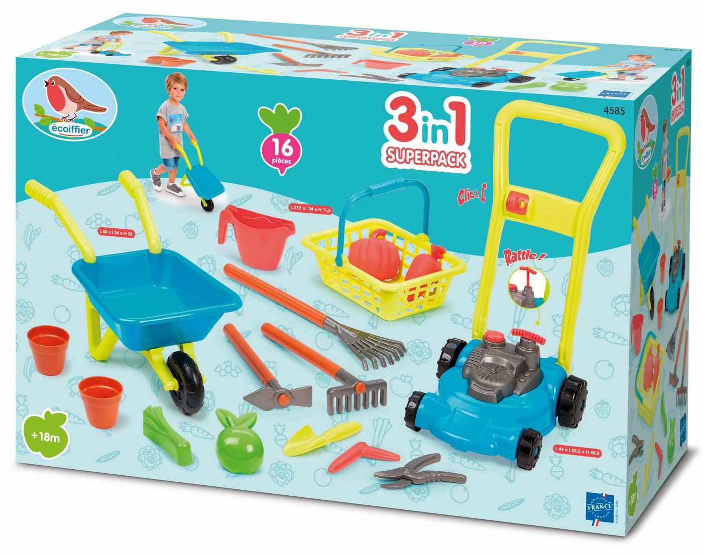 Ecoiffier set roaba cu masina de tuns iarba - Publisol.ro