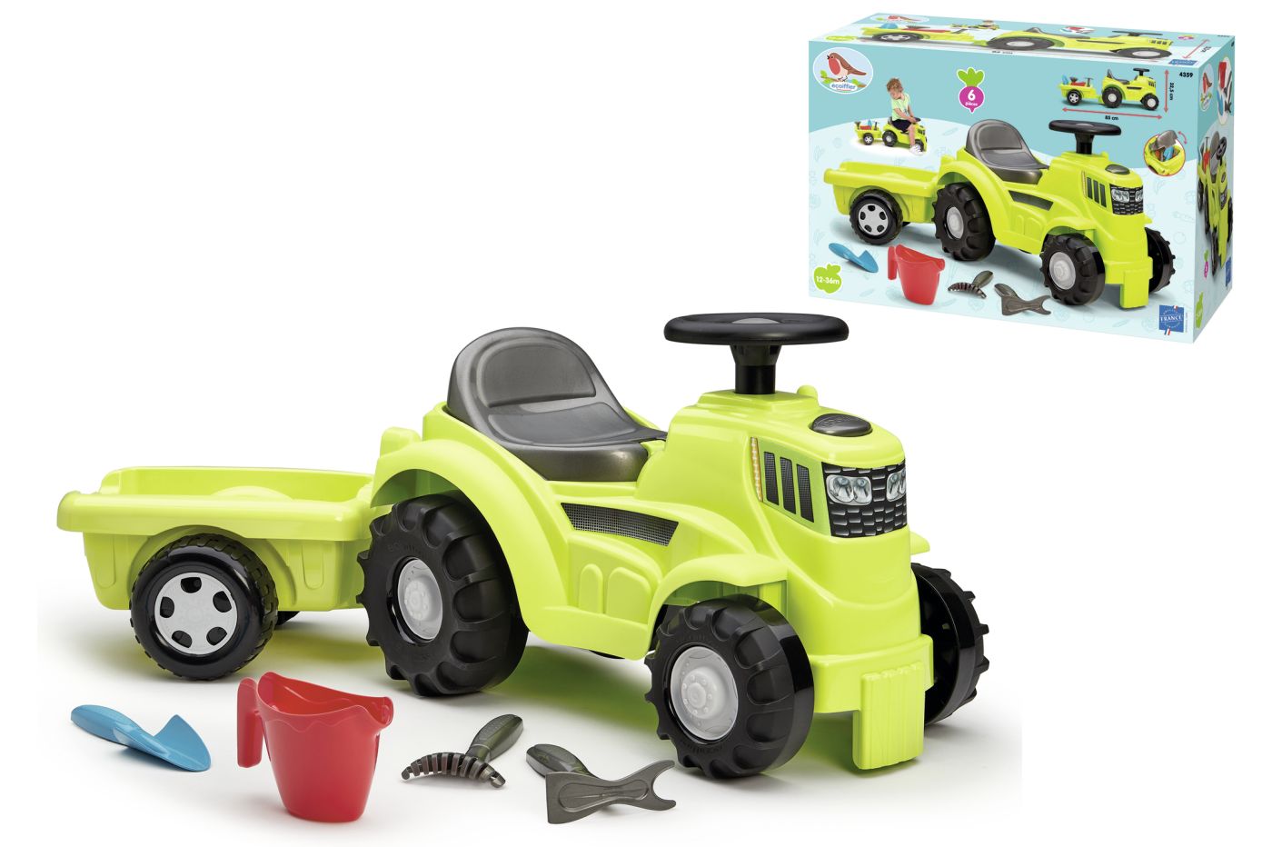 Ecoiffier tractor ride on cu remorca 85 cm - Publisol.ro