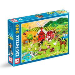 Edu Puzzle pentru Copii de 7 Ani, Animale de la Ferma, 240 piese, D-Toys