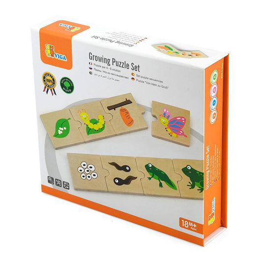 Etapele dezvoltarii, puzzle de asociere din lemn, Viga Toys - Publisol.ro