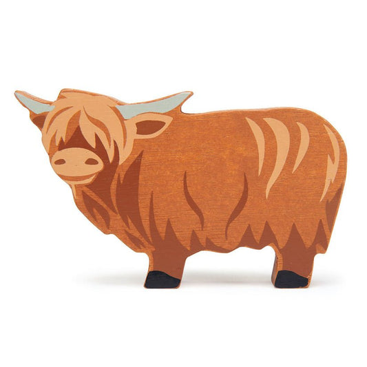 Figurina Bivol, din lemn premium - Highland Cow - Tender Leaf Toys - Publisol.ro