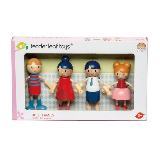 Figurina membri familei Doll cu membre ajustabile, din lemn premium - Tender Leaf Toys Doll Family - Publisol.ro