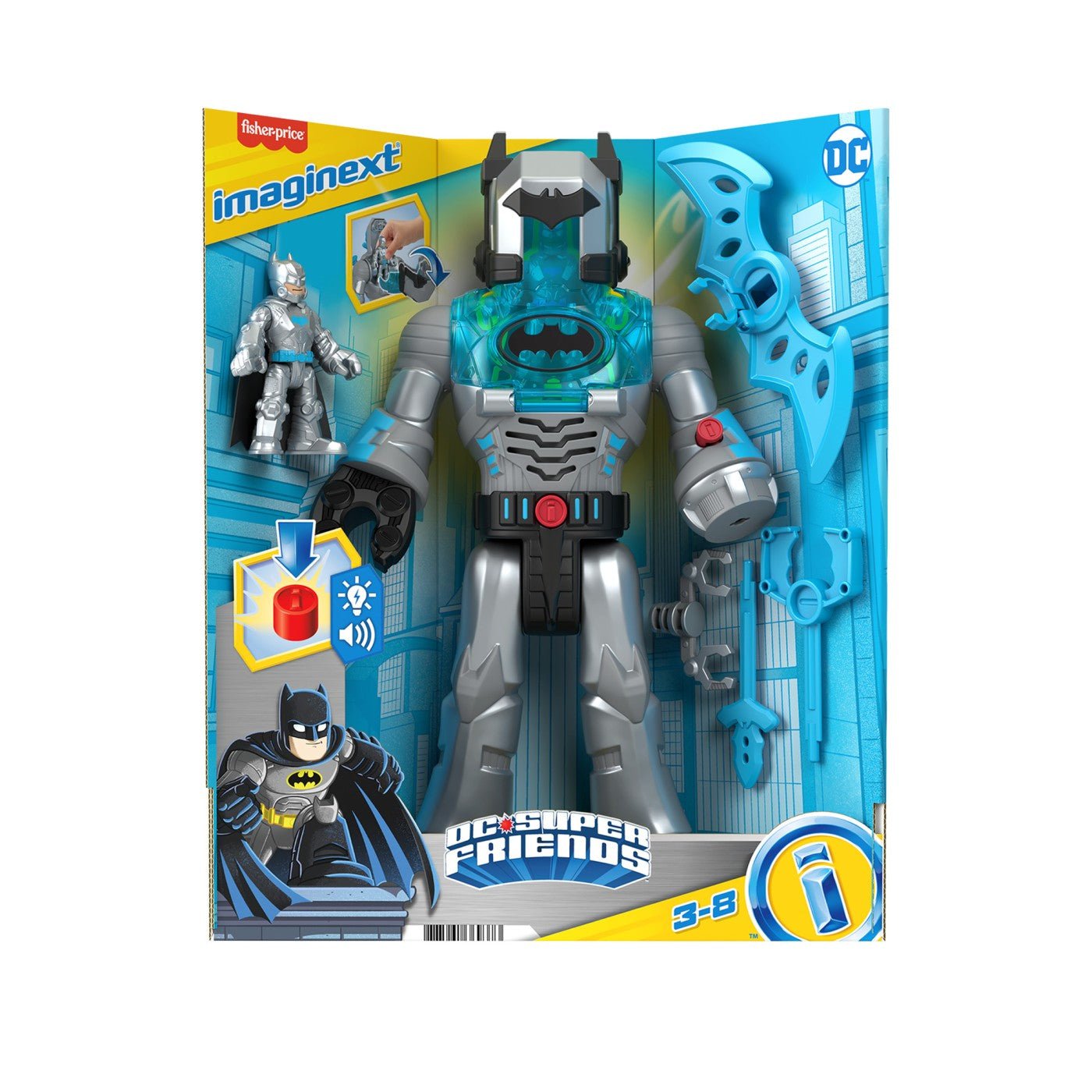 Fisher price imaginext dc super friends robot batman in costum gri 30cm, Mattel - Publisol.ro