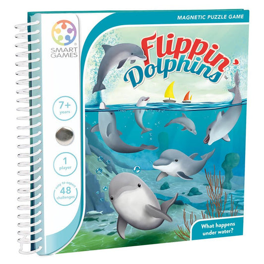 Flippin' Dolphins, joc de logica cu 48 de provocari, 7+ ani, editie internationala, Smart Games - Publisol.ro