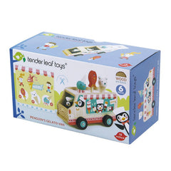 Furgoneta cu inghetata, din lemn premium - Penguin's Gelato Van - 6 piese, cu pinguin si inghetate - Tender Leaf Toys - Publisol.ro