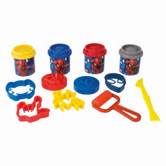 Galetusa cu 4 borcanase de plastilina si accesorii de modelat spiderman, AS - Publisol.ro