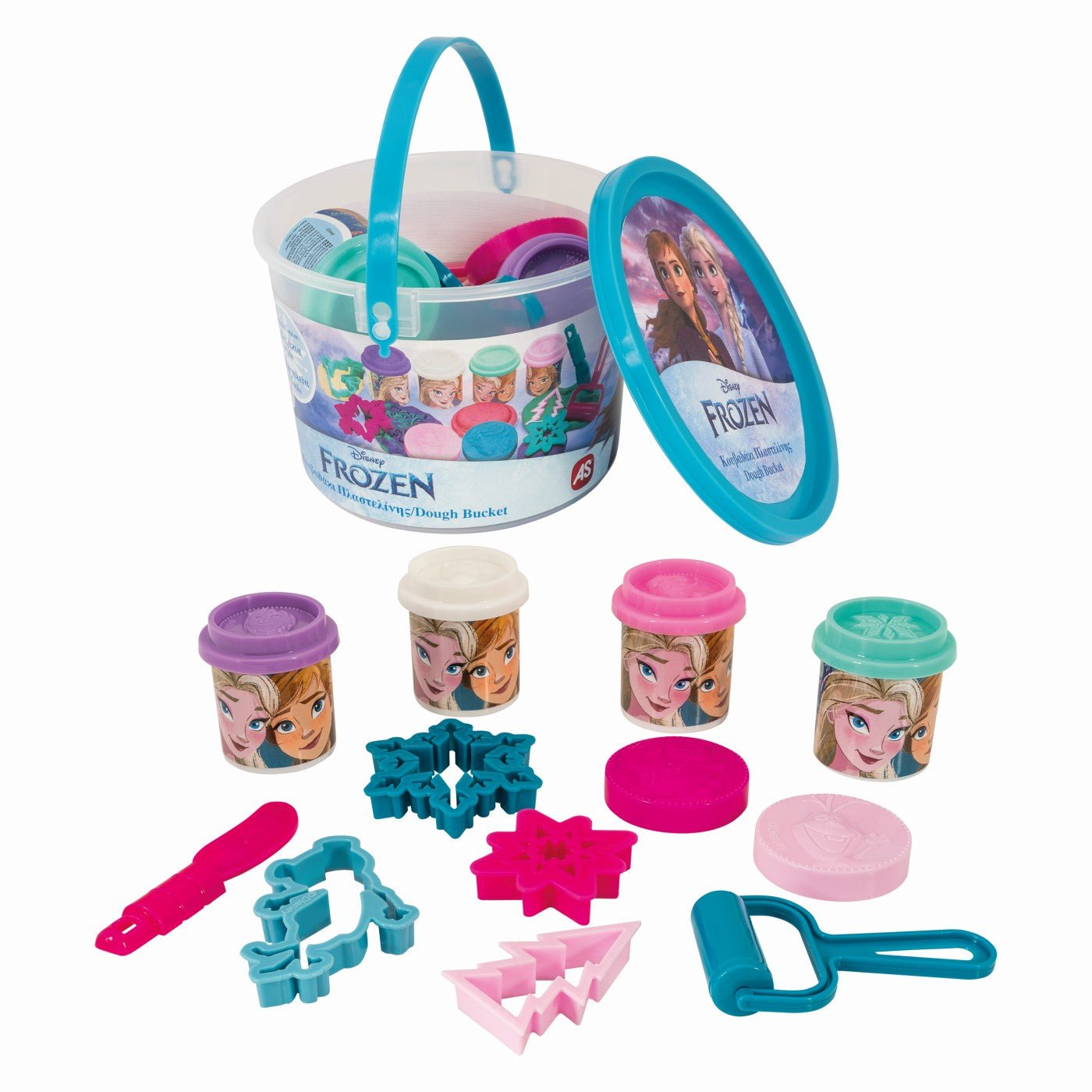 Galetusa cu 4 borcanase de plastilina si accesorii frozen, AS - Publisol.ro