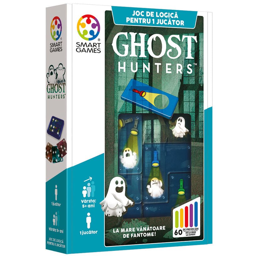 Ghost Hunters, joc de logica cu 60 de provocari, 6+ ani, editie lb. Romana, Smart Games - Publisol.ro