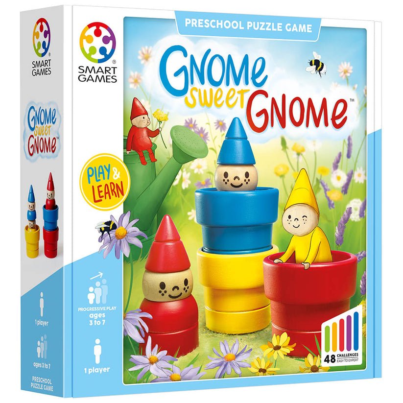 Gnome sweet Gnome - joc de logica cu 48 de provocari, 3+ ani, editie internationala, Smart Games - Publisol.ro