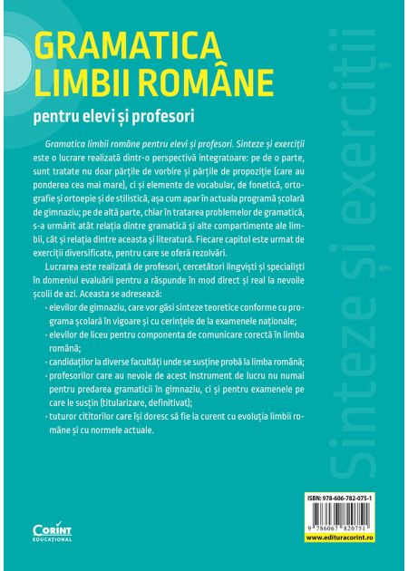 Gramatica limbii române pentru elevi și profesori. Sinteze și exerciții - Publisol.ro