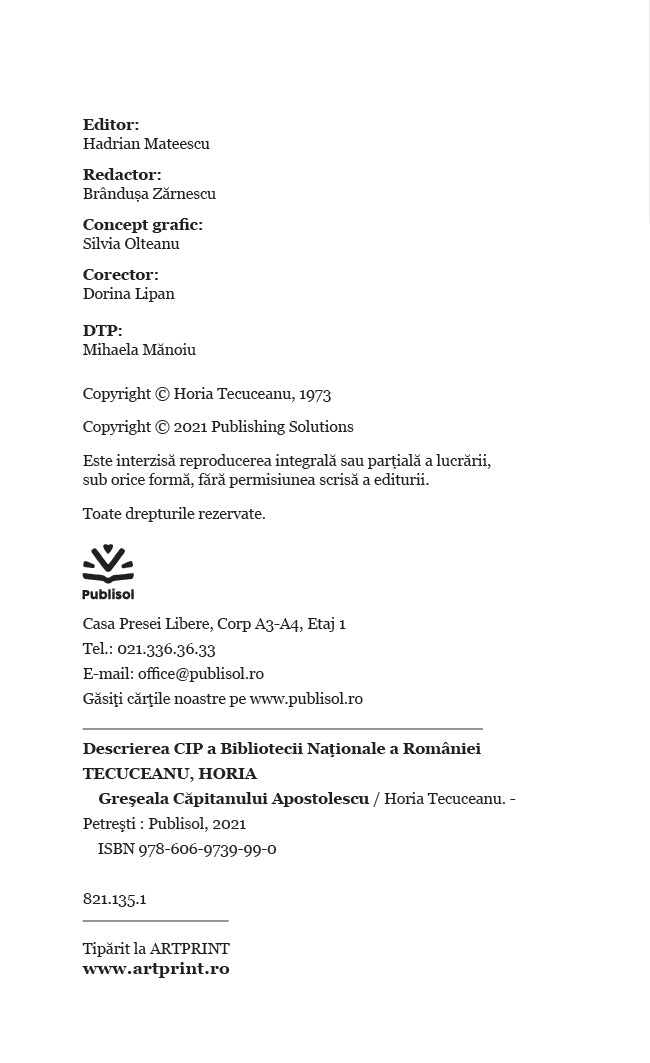 Greseala Capitanului Apostolescu Ed. digitala - PDF - Publisol.ro