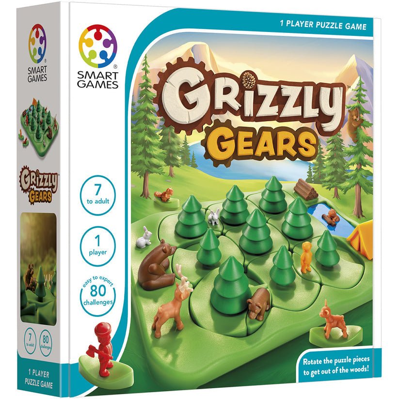 Grizzly Gears, joc de logica cu 80 de provocari, 7+ ani, editie internationala, Smart Games - Publisol.ro